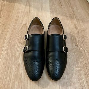 J.Crew women’s monk strap leather shoes - black size 7.5
